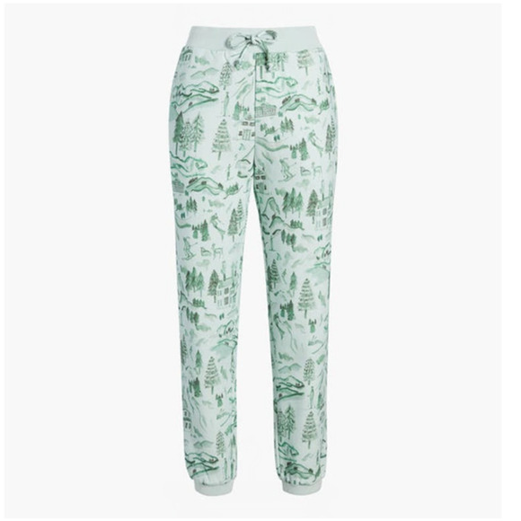 Hill House Teddy Jogger Sweatpants in Ski Chalet Print Green - Picture 4 of 8